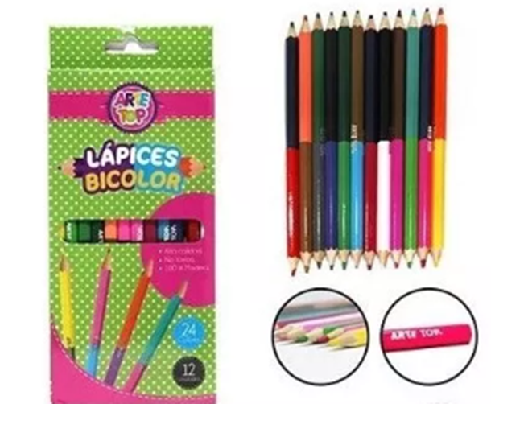 Lapices bicolores 12un. Arte Top